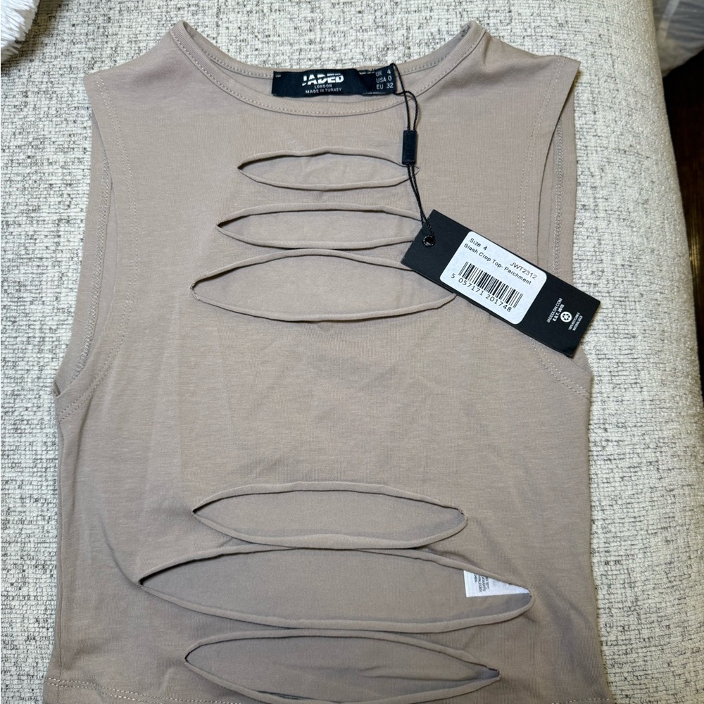 Jade Women's Taupe Cut-Out Tank Top